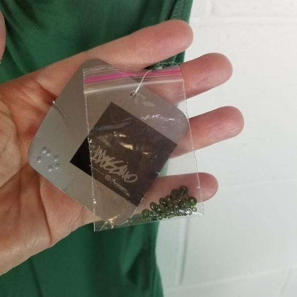 Vtg 90s y2k grunge green beaded sleeveless top new - Picture 7 of 8